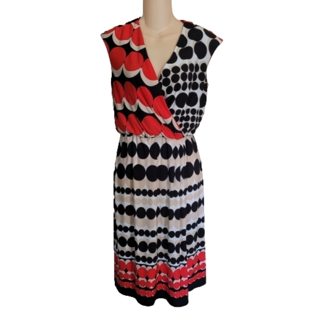 New York & Company V-Neck Printed Sleeveless Dress Size Women's Small
